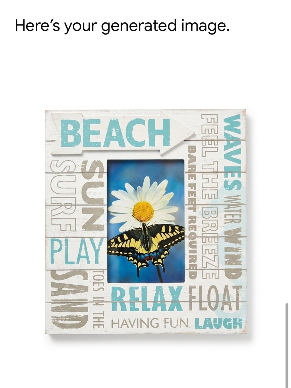 🏡Distressed Beach Themed Wooden Picture Frame 9” x 10”